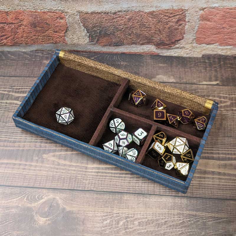 Blue Fold Over Lid Dice Box with Magnetic Closure