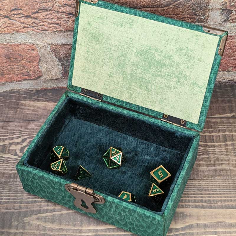 Green Scale Dice Box with Metal Latch