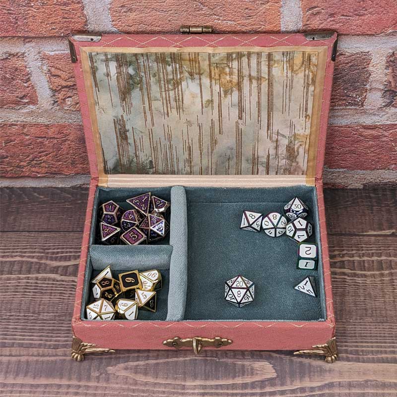 Pink & Seafoam Green Dice Chest with Metal Latch