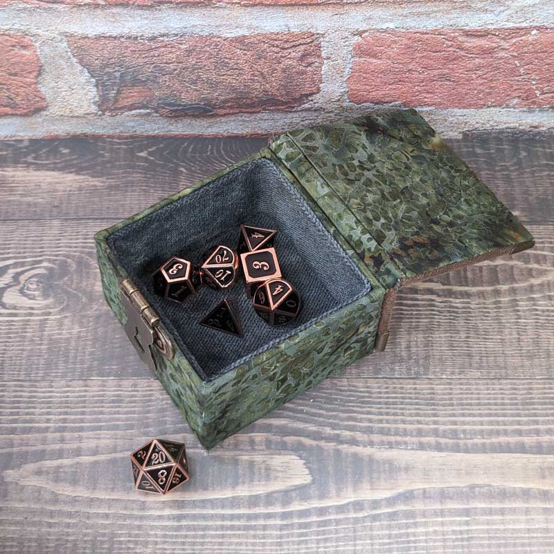 Green & Brown Wilderness Dice Box with Metal Latch