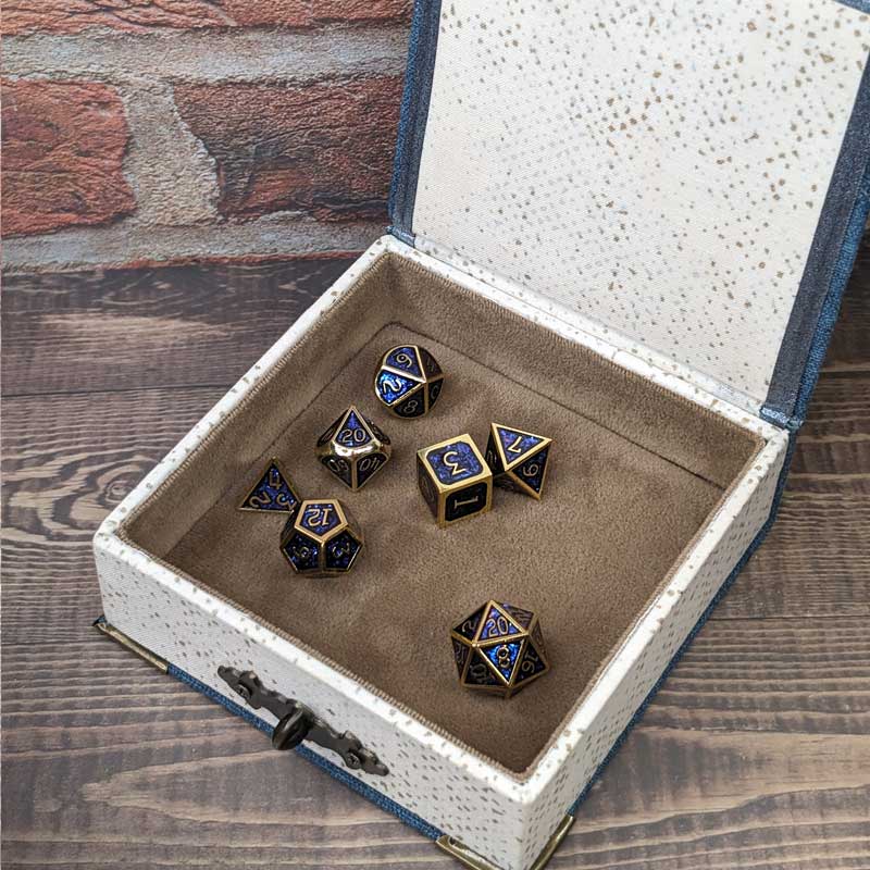 Blue Canvas Dice Box with Metal Latch
