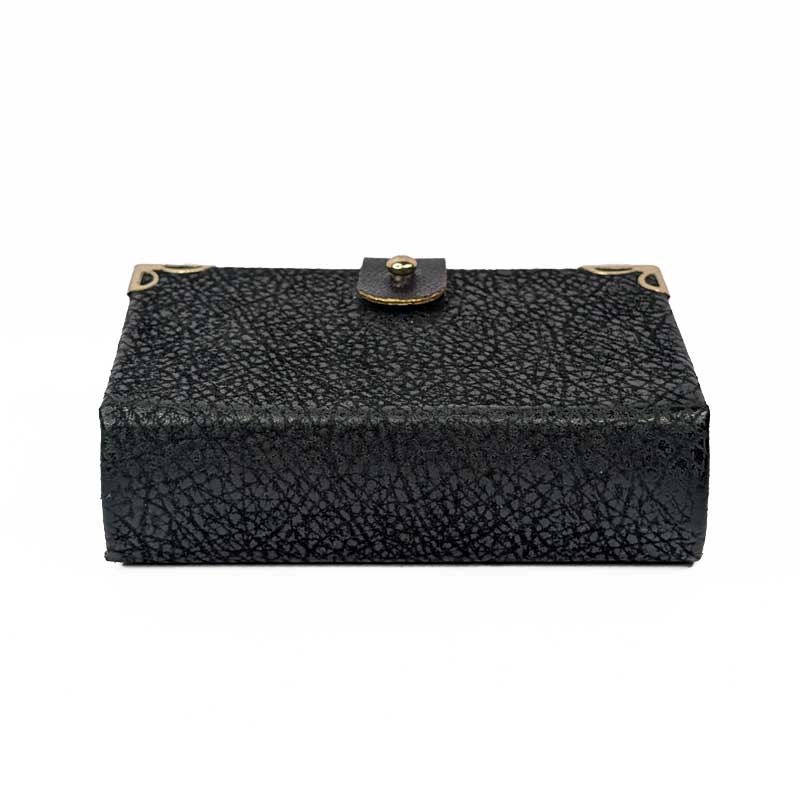Black Mini Book Shaped Dice Box with Leather Strap