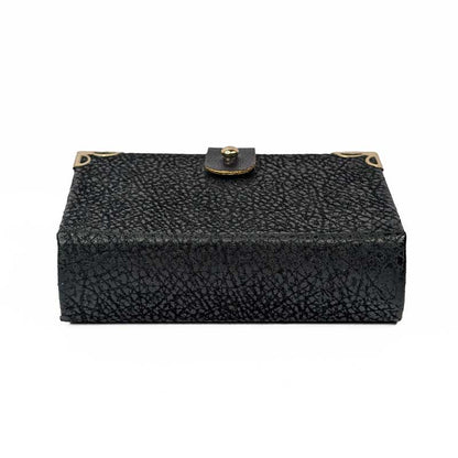 Black Mini Book Shaped Dice Box with Leather Strap
