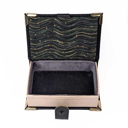 Black Mini Book Shaped Dice Box with Leather Strap