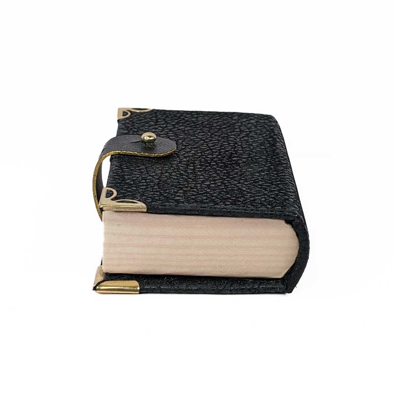 Black Mini Book Shaped Dice Box with Leather Strap