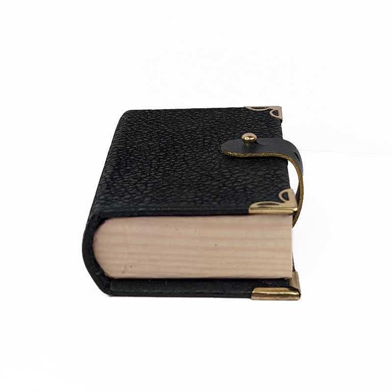 Black Mini Book Shaped Dice Box with Leather Strap