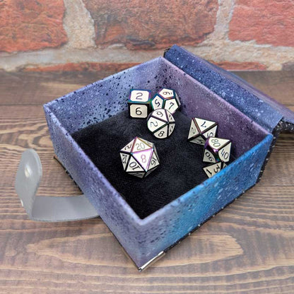 Purple & Blue Dice Box with Leather Strap