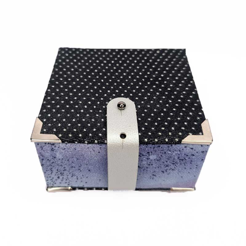 Purple & Blue Dice Box with Leather Strap