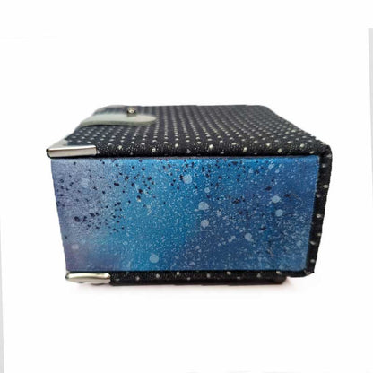 Purple & Blue Dice Box with Leather Strap