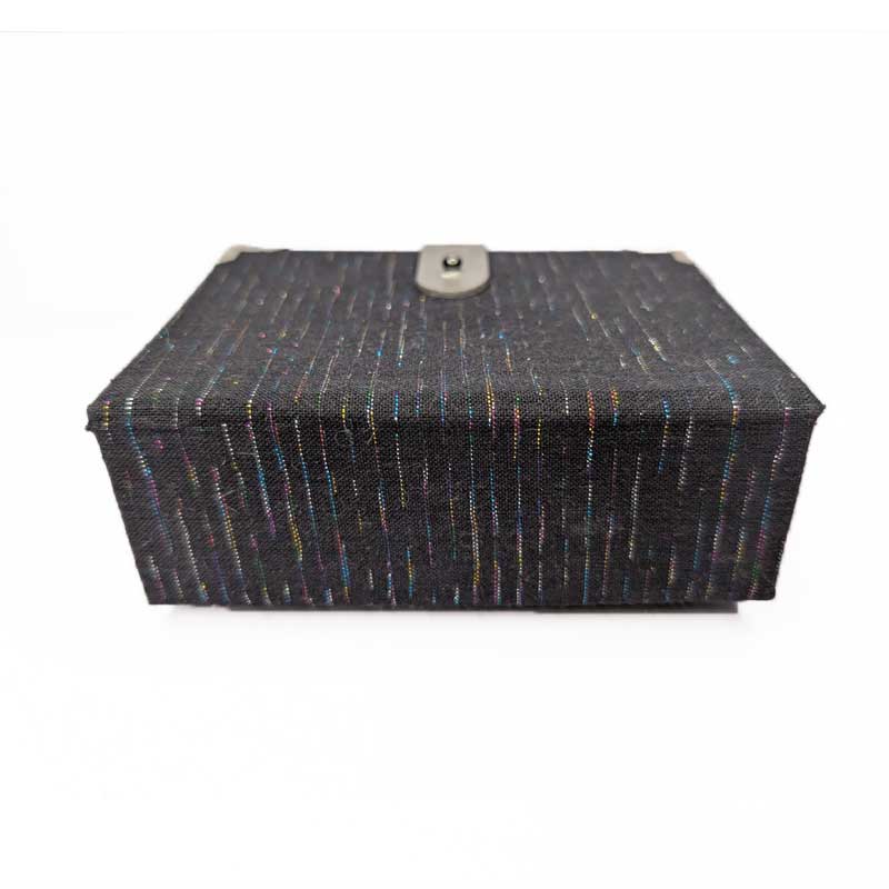 Black & Purple Dice Box with Leather Strap
