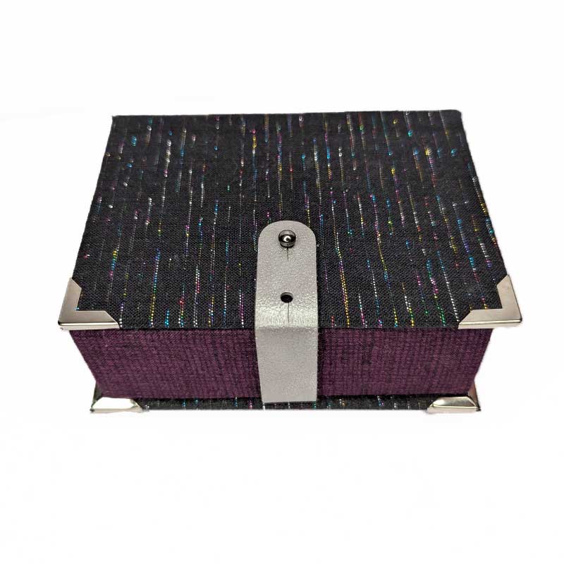 Black & Purple Dice Box with Leather Strap
