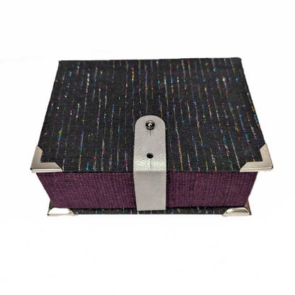 Black & Purple Dice Box with Leather Strap