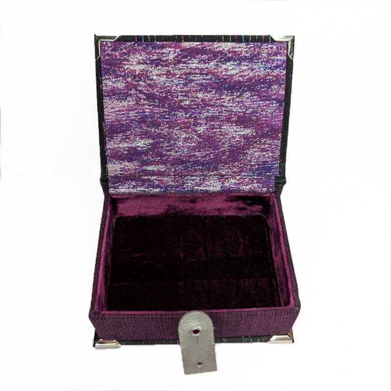 Black & Purple Dice Box with Leather Strap