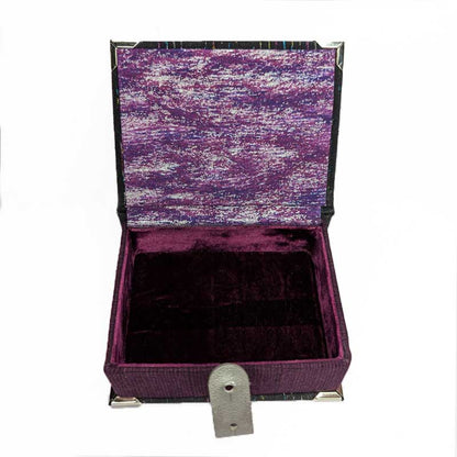 Black & Purple Dice Box with Leather Strap
