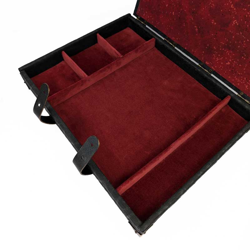 Black & Red Dice Chest with Leather Strap