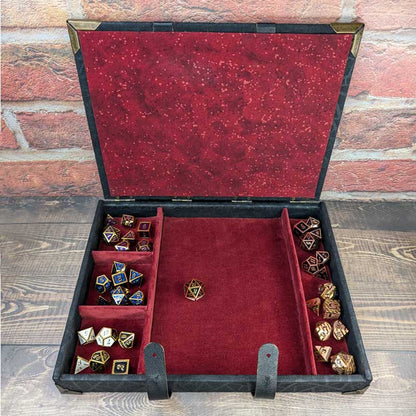 Black & Red Dice Chest with Leather Strap
