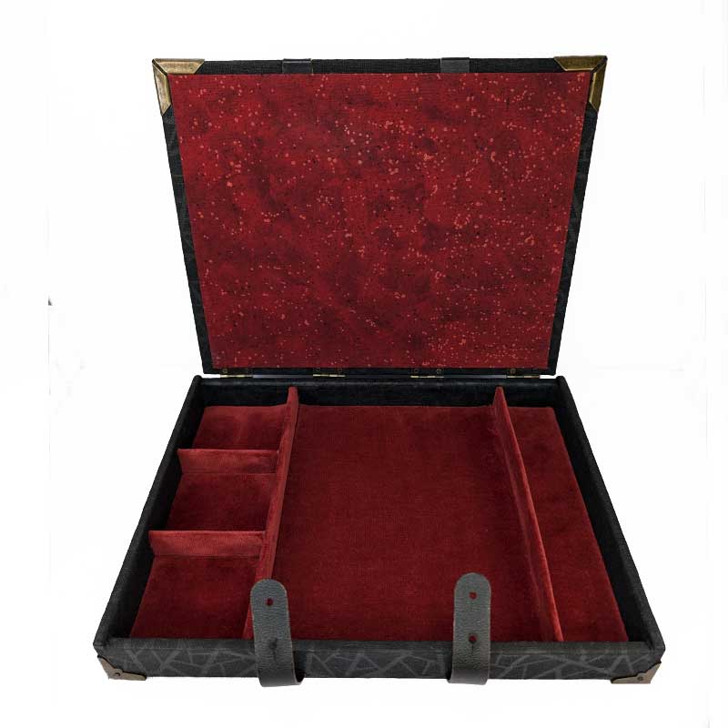 Black & Red Dice Chest with Leather Strap
