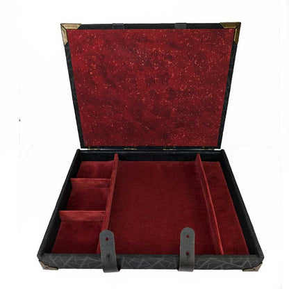 Black & Red Dice Chest with Leather Strap
