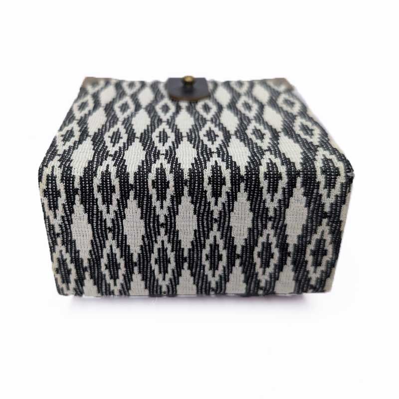 Black & White Diamond Dice Box with Leather Strap
