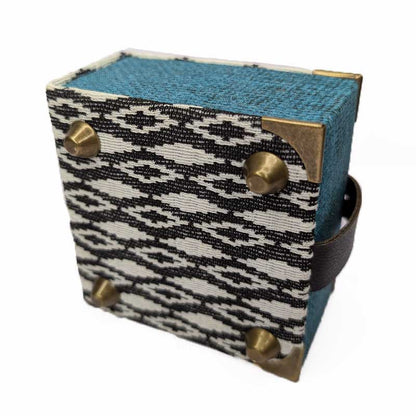 Black & White Diamond Dice Box with Leather Strap