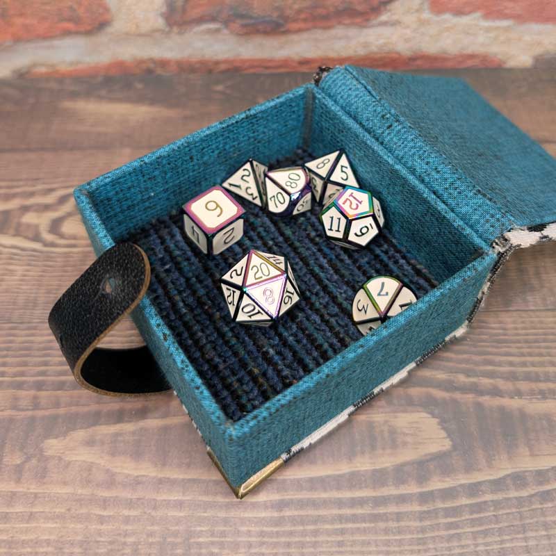 Black & White Diamond Dice Box with Leather Strap
