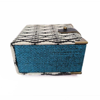 Black & White Diamond Dice Box with Leather Strap