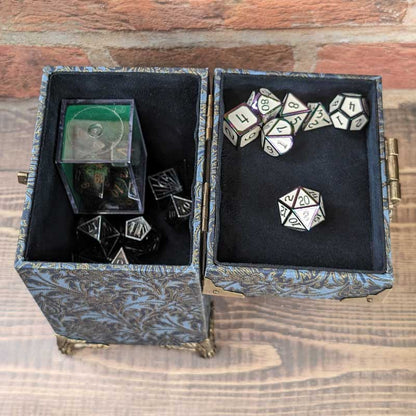 Blue & Gold Dice Chest with Metal Latch