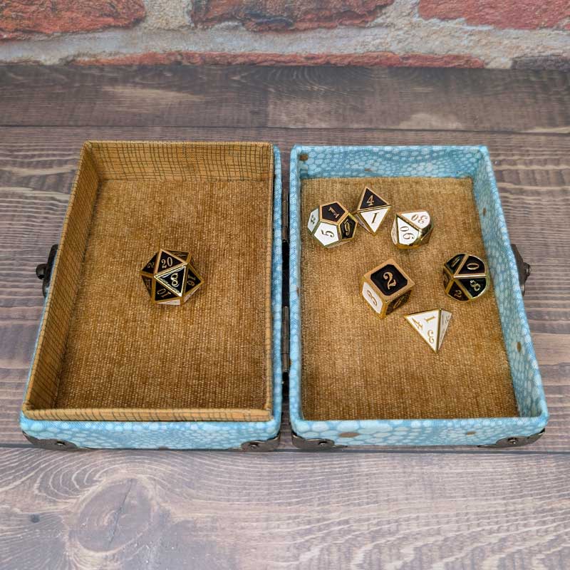 Teal Dot Dice Chest with Metal Latch