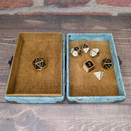 Teal Dot Dice Chest with Metal Latch