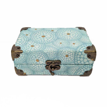 Teal Dot Dice Chest with Metal Latch