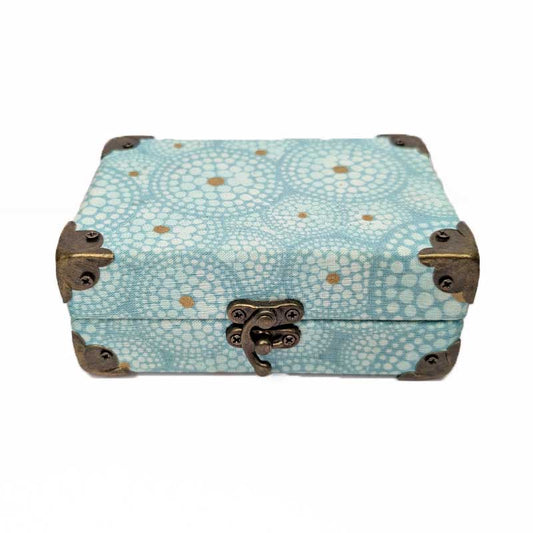 Teal Dot Dice Chest with Metal Latch