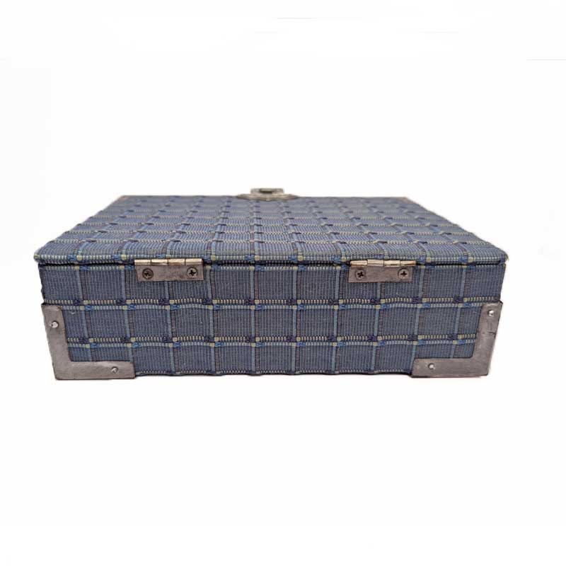 Blue & Silver Dice Chest with Metal Latch