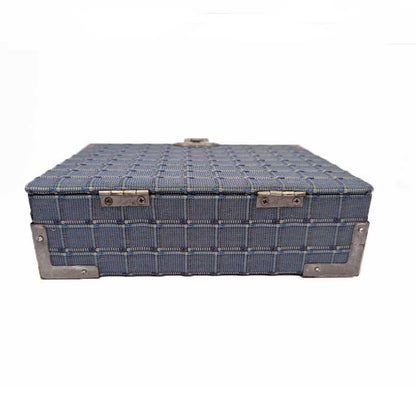 Blue & Silver Dice Chest with Metal Latch