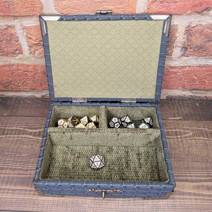 Blue & Silver Dice Chest with Metal Latch