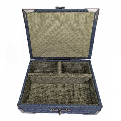 Blue & Silver Dice Chest with Metal Latch