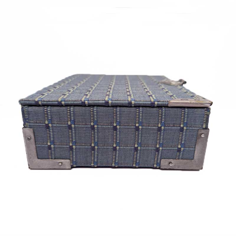 Blue & Silver Dice Chest with Metal Latch