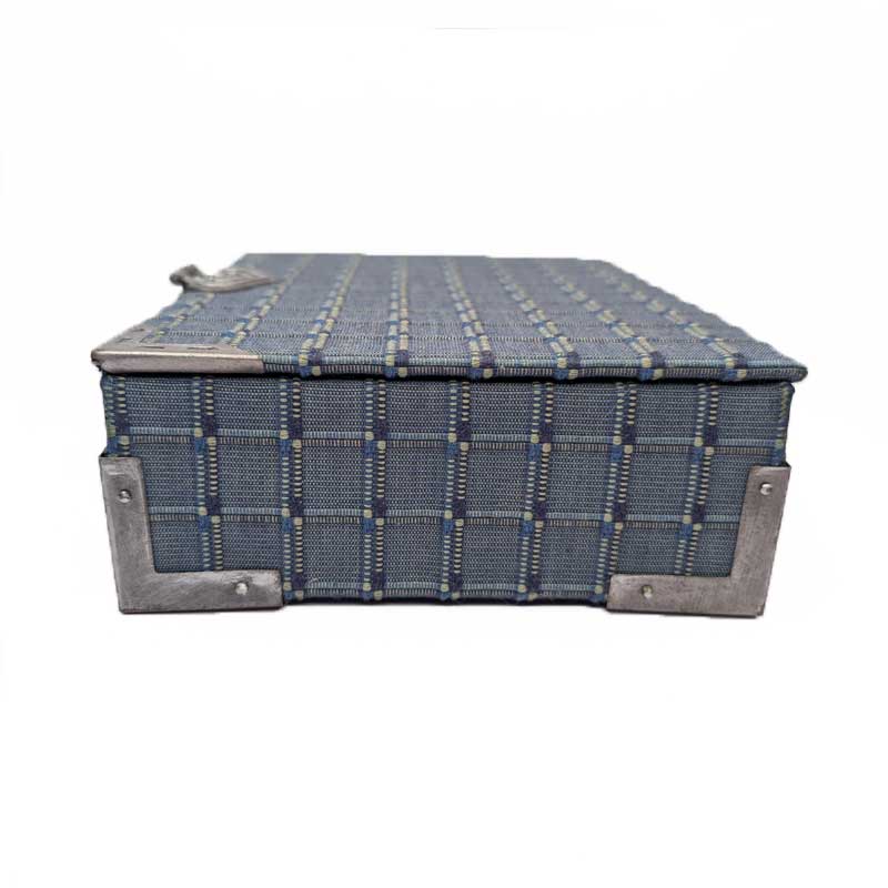 Blue & Silver Dice Chest with Metal Latch