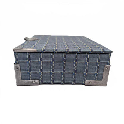 Blue & Silver Dice Chest with Metal Latch