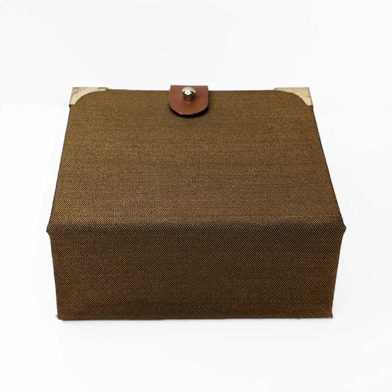 Brown & Blue Dice Box with Leather Strap Closure