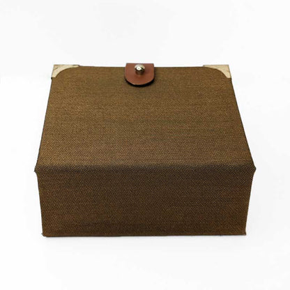 Brown & Blue Dice Box with Leather Strap Closure