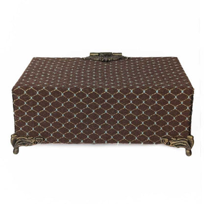 Brown & Gold Dice Chest with Metal Latch