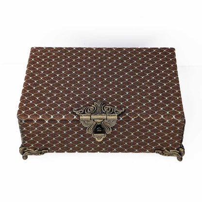 Brown & Gold Dice Chest with Metal Latch