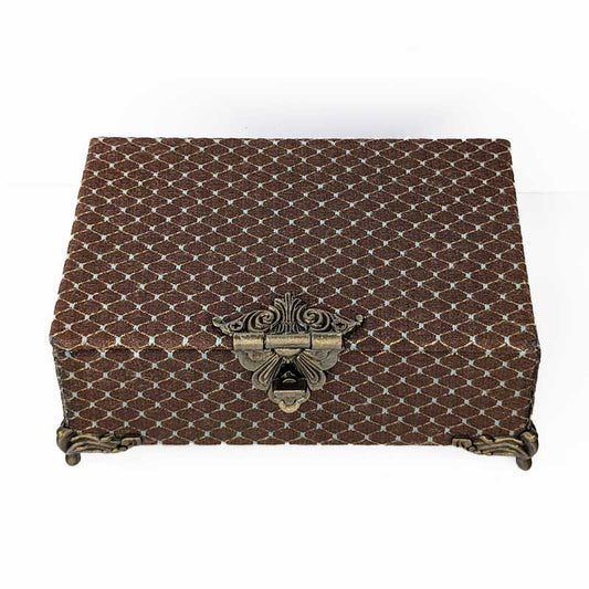 Brown & Gold Dice Chest with Metal Latch