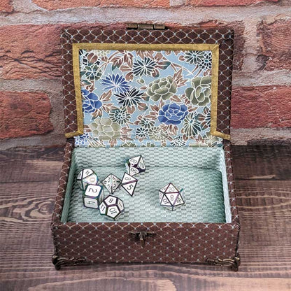 Brown & Gold Dice Chest with Metal Latch