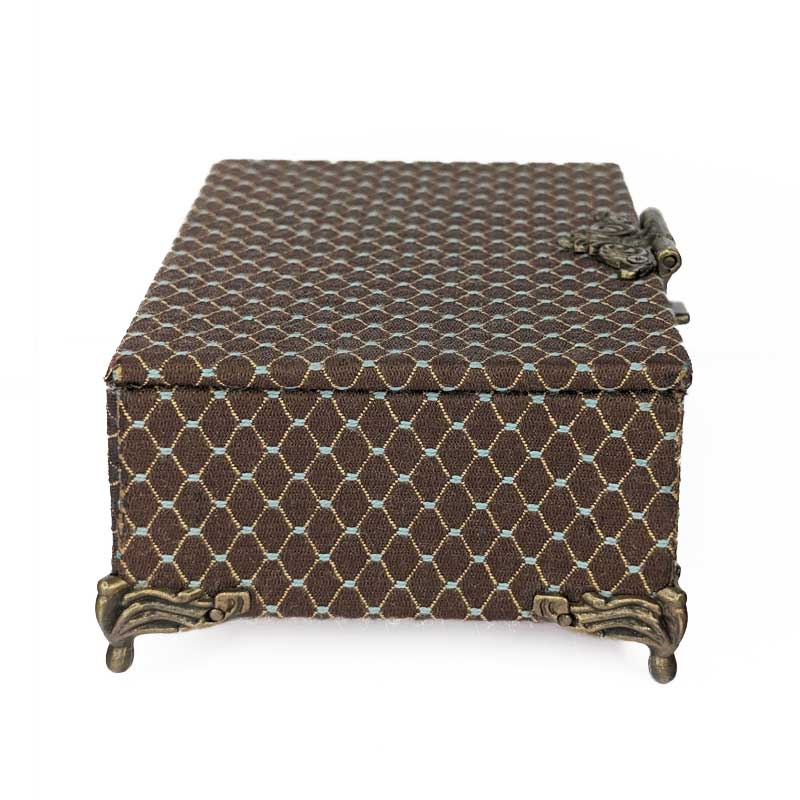 Brown & Gold Dice Chest with Metal Latch