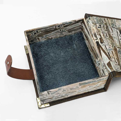 Brown & Blue Dice Box with Leather Strap Closure