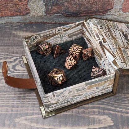 Brown & Blue Dice Box with Leather Strap Closure