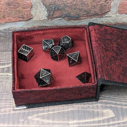 Black & Red Denim Dice Box with Snap Closure