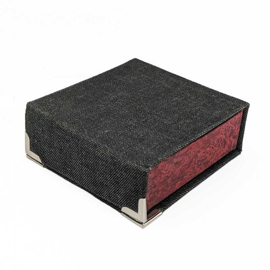 Black & Red Denim Dice Box with Snap Closure