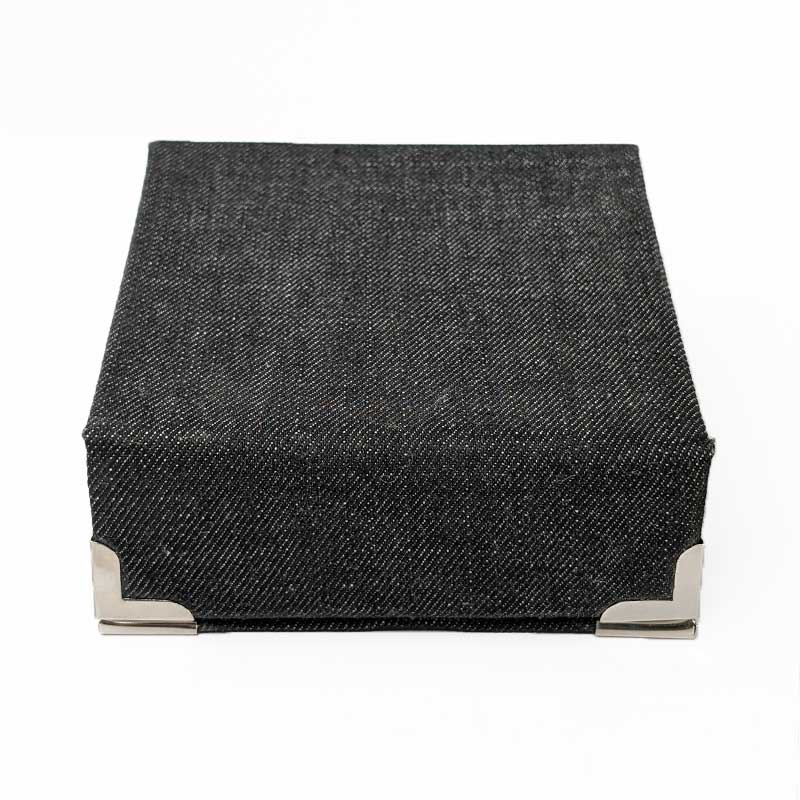 Black & Red Denim Dice Box with Snap Closure